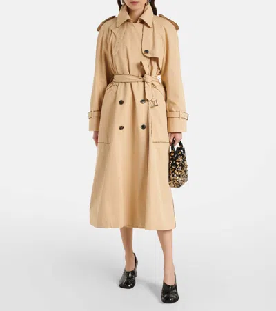 Dries Van Noten Double-breasted Beige Trench Coat In Cotton In Beige