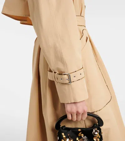 Dries Van Noten Double-breasted Beige Trench Coat In Cotton In Beige