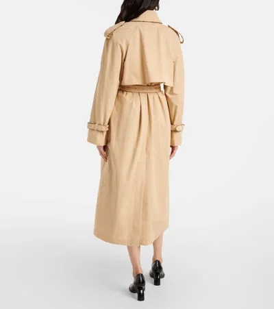 Dries Van Noten Double-breasted Beige Trench Coat In Cotton In Beige