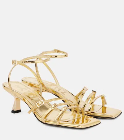 Souliers Martinez Teresa 80 Metallic Leather Sandals In Gold