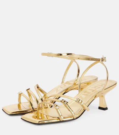 Souliers Martinez Teresa 80 Metallic Leather Sandals In Gold