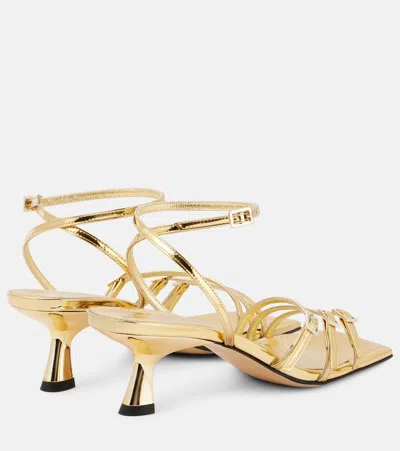 Souliers Martinez Teresa 80 Metallic Leather Sandals In Gold