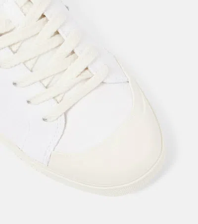 Tom Ford Logo Leather Sneakers In White/black