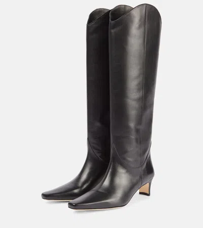 Staud Western Wally 50 Leather Knee-high Boots In Black