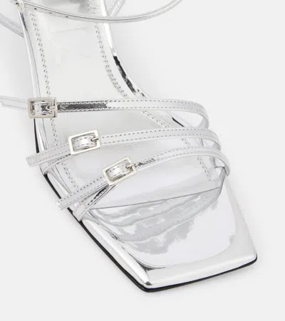 Souliers Martinez Teresa 80 Metallic Leather Sandals In Silver