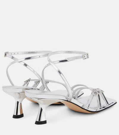 Souliers Martinez Teresa 80 Metallic Leather Sandals In Silver
