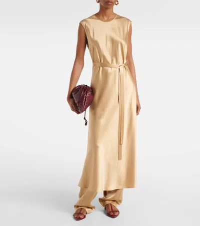 Joseph Garnier Silk Satin Midi Dress In Neutrals