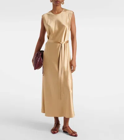 Joseph Garnier Silk Satin Midi Dress In Neutrals