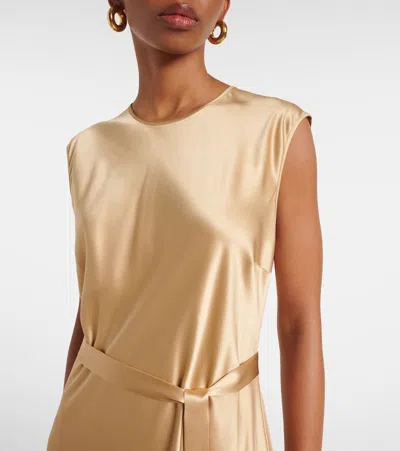 Joseph Garnier Silk Satin Midi Dress In Neutrals