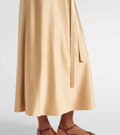 Joseph Garnier Silk Satin Midi Dress In Neutrals