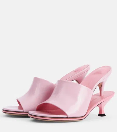 Jacquemus 100mm Les Doubles Leather Mules In Pink