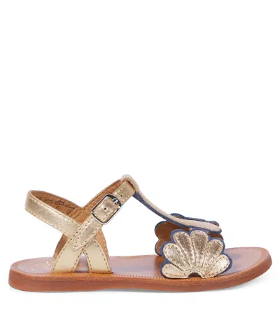 Pom D'api Plagette Bloom Metallic Leather Sandals In Multicoloured