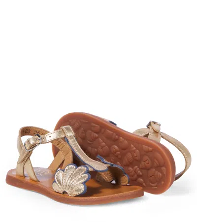 Pom D'api Plagette Bloom Metallic Leather Sandals In Multicoloured