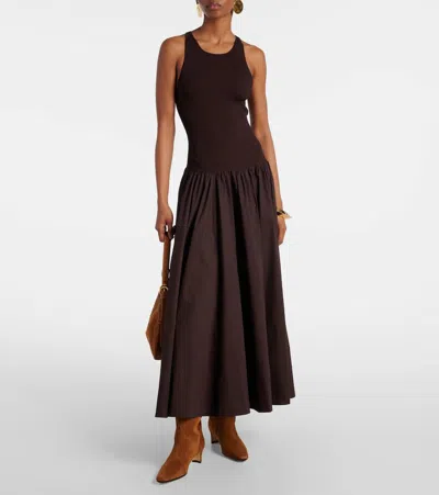 Staud Western Wally 55 Suede Cowboy Boots In Brown