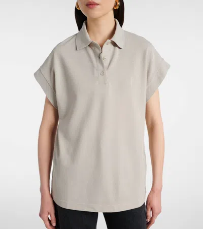 Saint Laurent Cassandra Cap Sleeve Polo Top In Grey