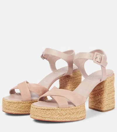 Christian Louboutin Calakala Suede Espadrille Sandals 85 In Romancelin Vintage Rose