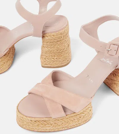Christian Louboutin Calakala Suede Espadrille Sandals 85 In Romancelin Vintage Rose