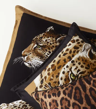 Dolce & Gabbana Casa Leopardo Medium Canvas Cushion In Multicoloured