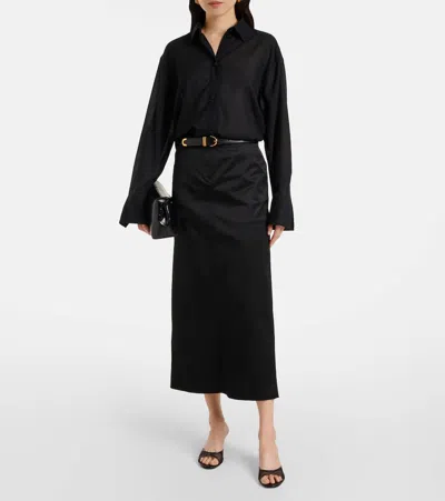 Staud Brigitte Leather And Mesh Mules In Black