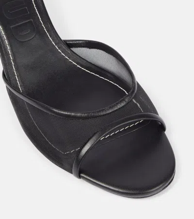 Staud Brigitte Leather And Mesh Mules In Black