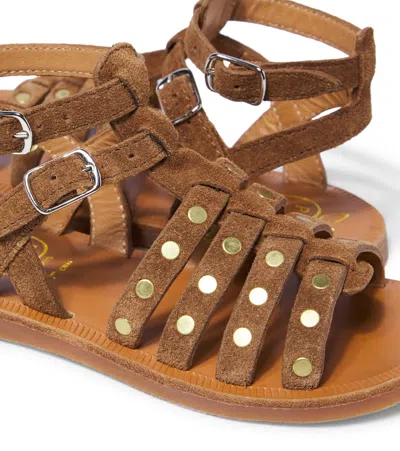 Pom D'api Plagette Stud Studded Suede Sandals In Brown