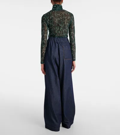 Dries Van Noten "pila" Wide Leg Trousers In Blue