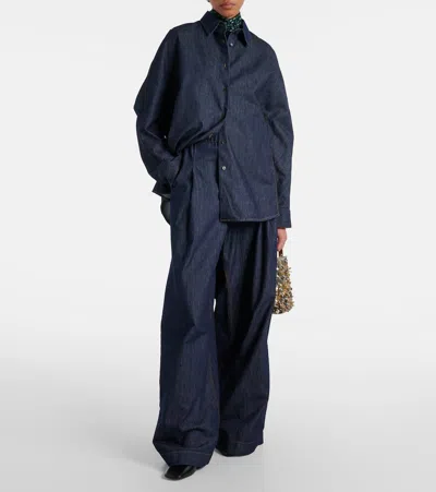 Dries Van Noten "pila" Wide Leg Trousers In Blue