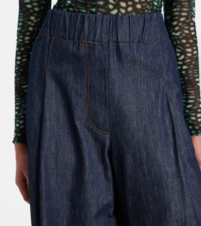 Dries Van Noten "pila" Wide Leg Trousers In Blue
