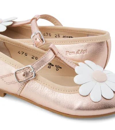 Pom D'api Dory Flo Metallic Leather Ballet Flats In Gold
