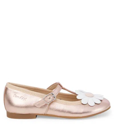 Pom D'api Dory Flo Metallic Leather Ballet Flats In Gold