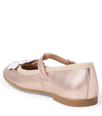 Pom D'api Dory Flo Metallic Leather Ballet Flats In Gold