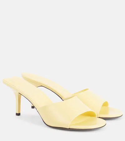 Jacquemus Glossy Kitten Heel Sandals In Yellow