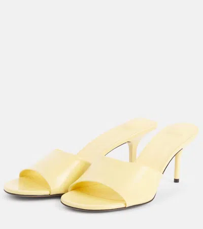 Jacquemus Glossy Kitten Heel Sandals In Yellow