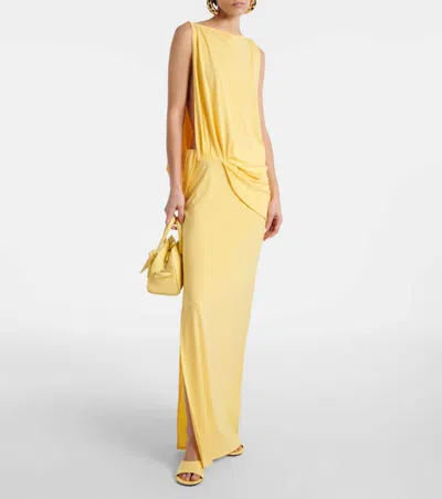 Jacquemus Glossy Kitten Heel Sandals In Yellow