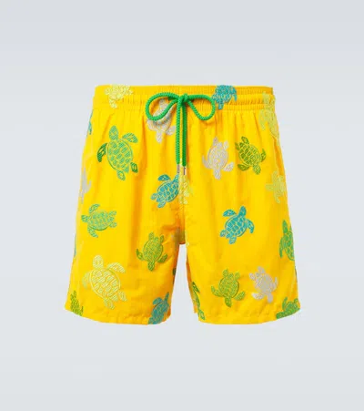 Vilebrequin Mistral Printed Swim Trunks In Yellow