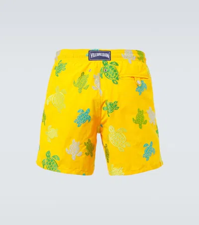 Vilebrequin Mistral Printed Swim Trunks In Yellow