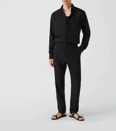 Saint Laurent Cassandra Logo Plaque Flat Sandals In Black