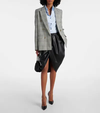 Stella Mccartney Draped Gathered Detail Midi Skirt In Gray