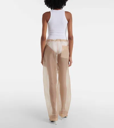 Khaite Beige Semi-transparent Silk Pants With Drawstring Waist
