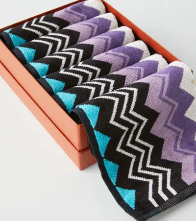 Missoni Giacomo Set Of 6 Cotton Terry Face Towels In Multicoloured