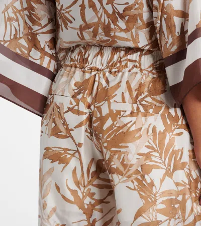 Brunello Cucinelli Printed High-rise Silk Wide-leg Pants In Multicoloured
