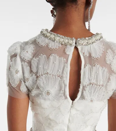 Self-portrait Floral Lace Midi Dress In White