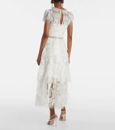 Self-portrait Floral Lace Midi Dress In White