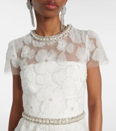 Self-portrait Floral Lace Midi Dress In White