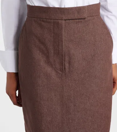Max Mara Cotton With Denim Effect Long Skirt In Brown