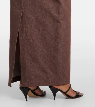Max Mara Cotton With Denim Effect Long Skirt In Brown