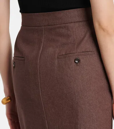 Max Mara Cotton With Denim Effect Long Skirt In Brown
