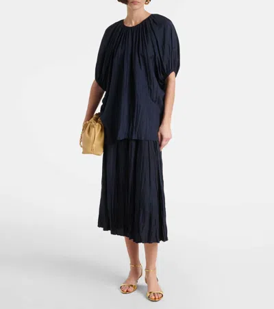 Joseph Habotai Silk Briela Blouse In Blue