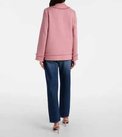 Dolce & Gabbana 'rachel' Blazer With Textured Fabric And Fringed Edges In Pink