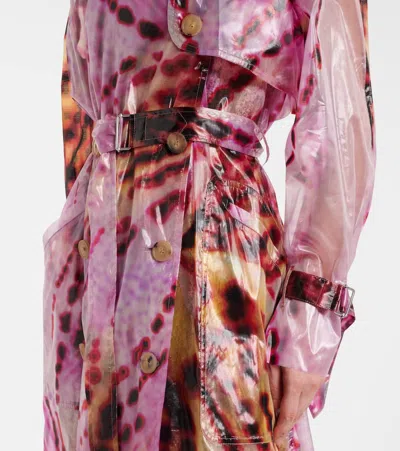 Dries Van Noten Waist Belted Long Sleeve Coat With Studs In Pink